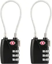 [Kriture] Luggage Locks 2 Pack, TSA Accepted 3 Digit Luggage Cable Locks with Alloy Body, Set Your Own Combination for Travel,School Gym,Luggage Suitcase Baggage,Filing Cabinets,Toolbox,Case,Black