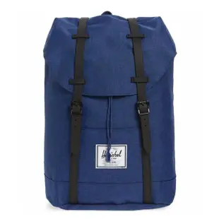 【Herschel】Retreat 大型 深藍混黑色 橡膠帶 磁扣 耳機孔 厚筆電層 帆布 防潑水 背包 男包 女包 後背包