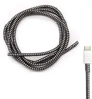 Cable Protector Animal Proof Wire Repair, Cord Protector for Pets Headphone Saver Spiral Cable Wrap Strain Relief, Cord Sleeve for Phone Cable USB Date Cable, 60 inches, 2 pcs, Black