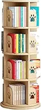 Small Corner Storage Rack 360° Display Round Revolving Bookcase 4-Tier Wooden Rotating Bookshelf for Study Room Bedroom