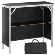 VEVOR Folding Portable Bar Table, Tradeshow Podium Table for Indoor, Outdoor, Party, Picnic, Exhibition, Includes Carrying Case, Storage Shelf and Bla