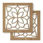2 PCS Square Wall Mirror, Rustic Farmhouse Decorative 12 x 12 in style2 Wenge