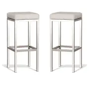 Set of 2 - Borgo Bar Stool 75cm - Polished Frame - Off White