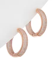 Genevive Pave CZ Plated Hoop Earrings