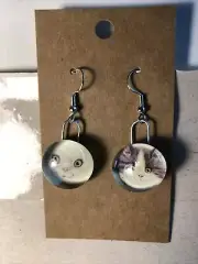 little kittens , Earrings, Glass Cabochon