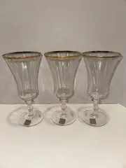 3 Mikasa Jamestown Crystal Iced Tea/Water Glasses 8 1/8" Tall Gold Rim NWT!