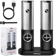 Rechargeable Electric Salt and Pepper Grinder Set with USB | Automatic Electric
