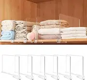 6 Pack Shelf Dividers for Closet Clear Acrylic Closet Shelf Organizer Closet Organizer for Bedroom Clothing Divider Shelf Closet Dividers for Wooden Wardrobes and Bookshelves