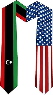 [Ruchikaj] 2025 Libya Flag and USA Flag Graduation Stole Graduation Sash for International Student (Baccalaureate Gown and Hat Not Included), Libya and Usa