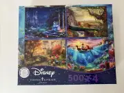Thomas Kinkade 4 x 500 Piece Disney Puzzles Lion King Mickey Little Mermaid NEW