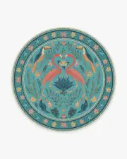 245' Round | Machine Washable Runner Rug | Kid & Pet Friendly | Indoor Rug | Iris Apfel Birds Of A Feather Aqua Tufted Rug | Ruggable