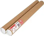 Paclord 2" x 24" Heavy-Duty Reinforced Cardboard Mailing Tube, Pack of 2 Tubes with 4 Caps – Secure USPS Approved – Great for Shipping and Storing of Prints, Artwork, Posters or Documents