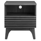 MODWAY Nightstand 21" x 19" Rectangle w/ Drawer Particle Board Black Charcoal
