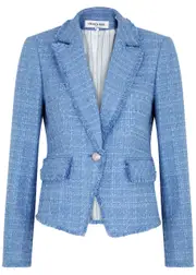 Veronica Beard Hosanna Dickey Tweed Blazer - Light Blue - 4 (UK8 / S) 4 (UK8 / S)
