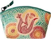 [Generic] Aboriginal Utility Purse - Kangaroo in Summer Flowers, Aqua - Australia, Indigenous, Makeup Bag, Coin Purse, Wallet, Aboriginal Art