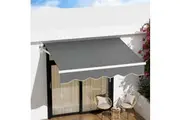 Instahut Retractable Folding Arm Awning Manual Sunshade 2Mx1.5M Grey