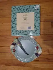 Pfaltzgraff Jamberry Cheese Tray with Sculpted Slicer #349-222-00 NEW in Box