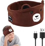 UOEPOWA Kids Headband Headphones Wireless, Over The Ear Headband Headphones, with Super Soft Headband & Thin Speakers (Bear)