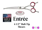 Geib ENTREE Buttercut 6.5" Ball Tip CURVED SHEAR Scissor W/CASE Safety Blunt