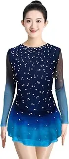 [Zagitova] Figure Skating Dresses for Women Rhinestone Gradient Dance Dress Long Sleeve Competition Artistic Costumes