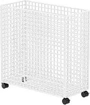 KiBcsLic Yoga Mat Storage Cart, Folding Yoga Mat Stand, Equipment with Wheels, Organizer Basket for Dorm, Women, Men, Bedroom, White