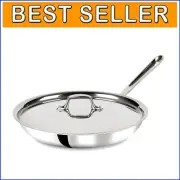 Professional Grade 12-Inch Stainless Steel Fry Pan with Lid – Dishwasher Safe