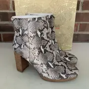 American Rag Women’s Hayes Snake Print Leather Block Heel Ankle Boots US 7.5 M