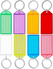 Kvadouly 20 Pack Plastic Key Tags with Split Ring and Label Window – Assorted Colors, Durable Key Labels for Home, Office, and Classroom Organization