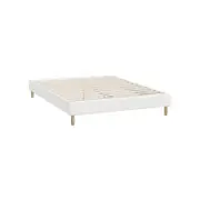 Oikiture White Boucle Bed Frame Base -Double