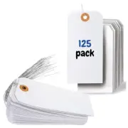 125 Pcs Tags with Reinforced Eyelet and Wire, Pre-Attached Wire Cardboard2590