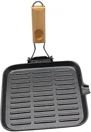 UTHCLO Outdoor Frying Pan Cast Iron Folding Pan Non-Stick Coating for Cooking