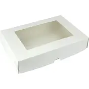 White Rectangle Cookie / Biscuit Box with Window Lid 25.5cm
