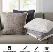 NWT UGG®PEYTON "Down & Feather" Knit Throw Pillow "Seal & Snow" 20"x20" MSRP $88