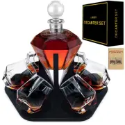 6-Glass Diamond Whiskey Decanter Set with GlassesWhiskey Decanter Sets for Me...