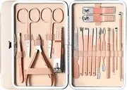 Nail Clippers Set- Beauty Tool Portable Set Stainless Steel Manicure Set 18 Pieces Suitable for Home Travel Beauty Salon (Color : Pink)