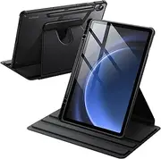JETech Rotating Case for Samsung Galaxy Tab S10 FE / S9 FE 10.9-Inch / S9 11-Inch with S Pen Holder, 360 Degree Rotation Protective Stand Cover Clear Back, Auto Wake/Sleep (Black)