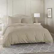 Luxor 100% Cotton 1000TC Single/King Single/Double/Queen/King/Super King Quilt/Duvet Cover Set - Linen (King Single)