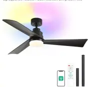 Outdoor Ceiling Fans with Lights and Remote Control,Dimmable LED Light,RGB...