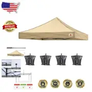 10x10 Beige Replacement Canopy Top for Durable Pop-Up Tents with Weights