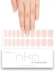 NKA Semi Cured Nail Polish Strips – 20 UV Nail Wrap Stickers – Barely Pink – Long-Lasting Nail Stickers – LED Lamp Curing – Salon Finish, Easy Application