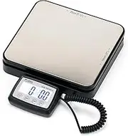 110 lb (50 kg) Digital Postal Scale, Stainless Steel Pan, Backlit Display, Piece Counting, Multiple Units, Capacity: Max 50 kg (110 lb), Min 5 g (0.2 oz), Division 1 g / 0.1 oz