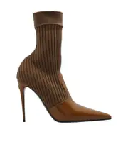 Dolce Gabbana Pointed-Toe Heeled Boots 38.5,39 Brown