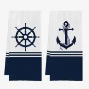 Nautical Anchor Waffle Weave Bath/Beach Towels, Boat & Dish Towels 1624 Inche...