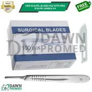 1000 Sterile Surgical Blades #22 with BP Scalpel Handle #4 Medical ENT Dental