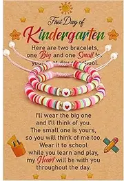 [Kzikbxh] Back to School Mother Daughter Bracelets Kindergarten Daycare 1st Grade 2nd Grade School Gifts First Day of Preschool