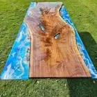 3'x5' River Themed Inspired Dining Table Top Handmade Acacia Wood Countertop Dec