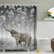 Catzon 3D Printing Elephant Shower Curtain Bathroom Decor with 12 Hooks-3