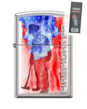 Zippo 204980 Firefighter Desgn Chrome Lighter + FLINT PACK