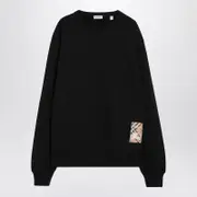 [Burberry] Black Sweatshirt With Logo Patch M Black