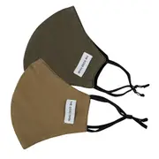 2PK The Good Brand Cotton Reusable Breathable Cloth 2 Ply Face Mask Moss/Khaki